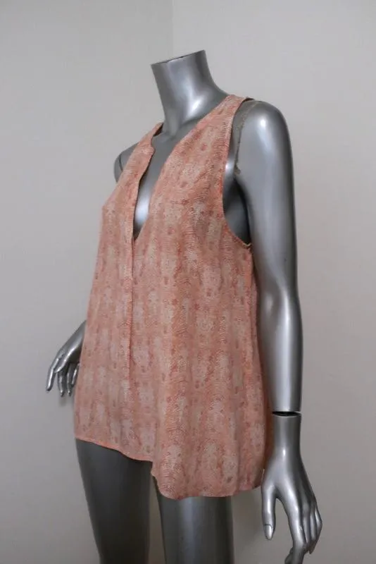 Joie Tanktop Aruna Rosa Schlangenhautmuster Seide Größe L Ärmellose Bluse