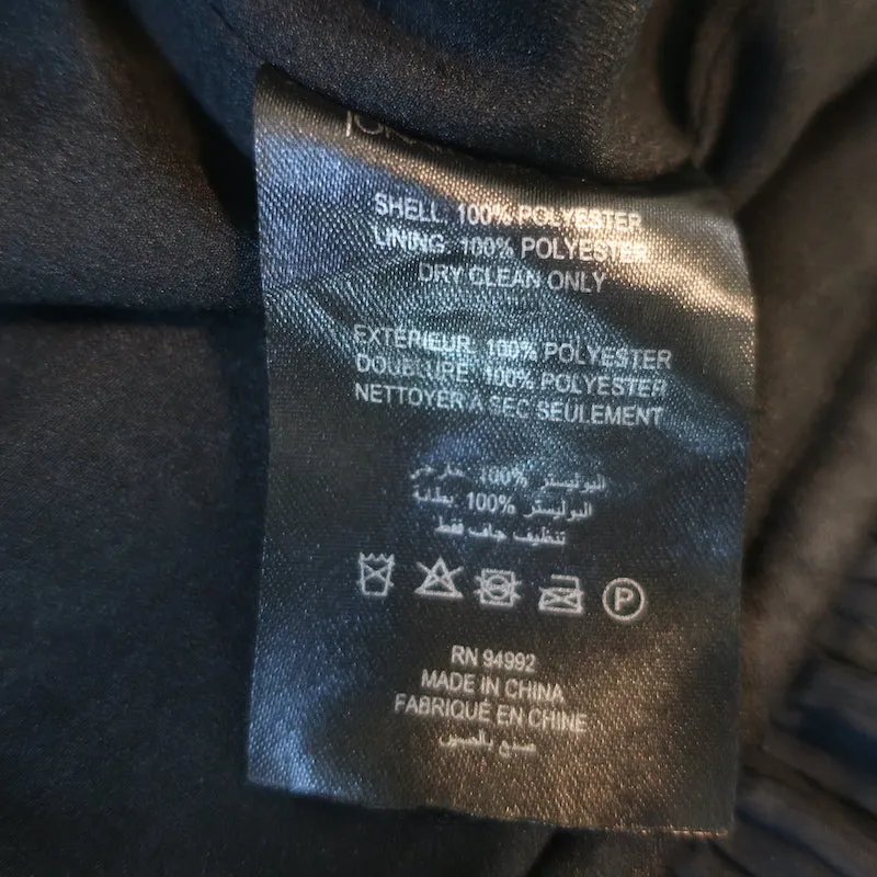 Jonathan Simkhai Blouson-Ärmeliges Zugband-Oberteil Schwarz Plissierter Satin Größe 6