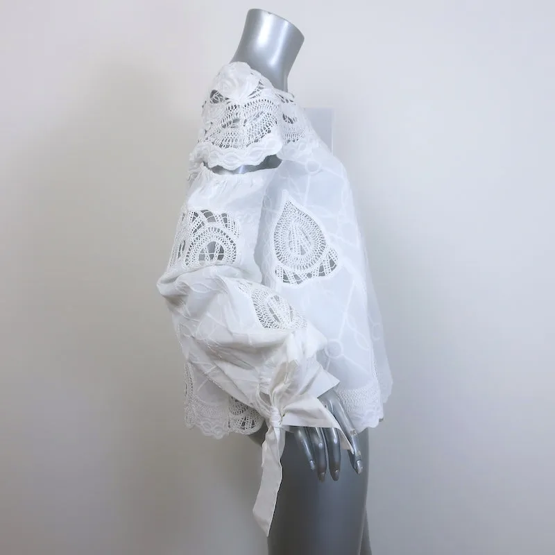 Jonathan Simkhai Blusenoberteil mit Häkel- und Stickdetails in Weiß aus Baumwolle Größe 6