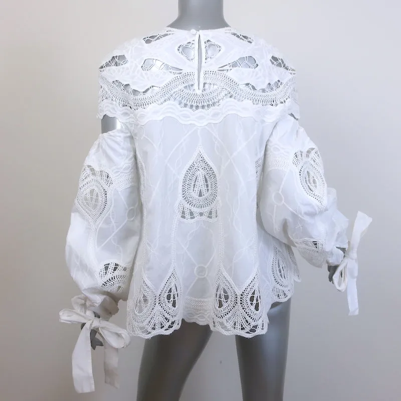 Jonathan Simkhai Blusenoberteil mit Häkel- und Stickdetails in Weiß aus Baumwolle Größe 6