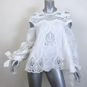 Jonathan Simkhai Blusenoberteil mit Häkel- und Stickdetails in Weiß aus Baumwolle Größe 6