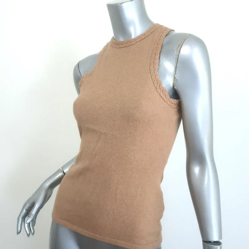 Joslin Tanktop mit Zopfmuster in Sand aus Baumwolle-Kaschmir Größe US 4