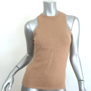 Joslin Tanktop mit Zopfmuster in Sand aus Baumwolle-Kaschmir Größe US 4