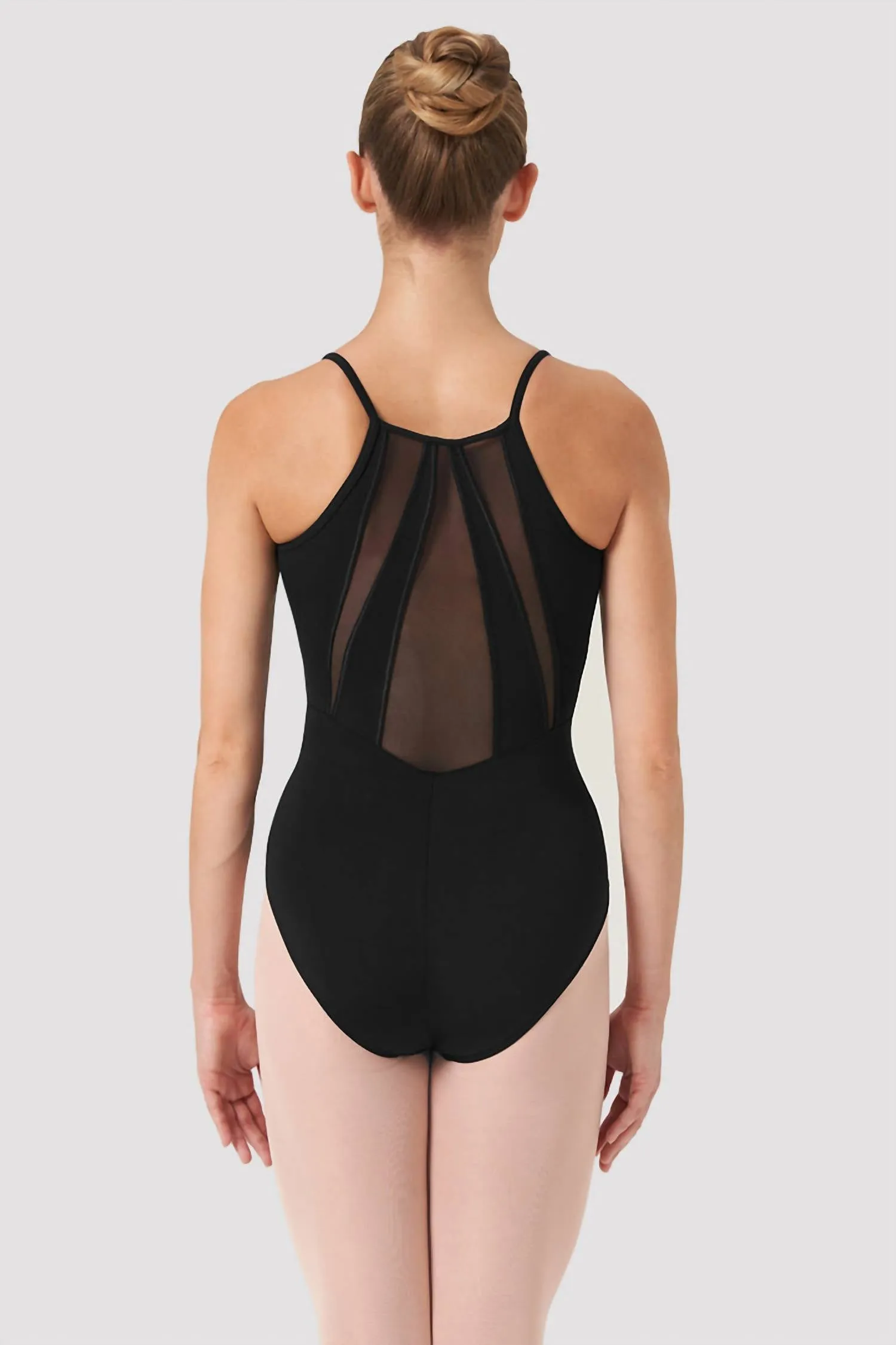Jubilee Mesh-Back Cami-Leotard in Schwarz