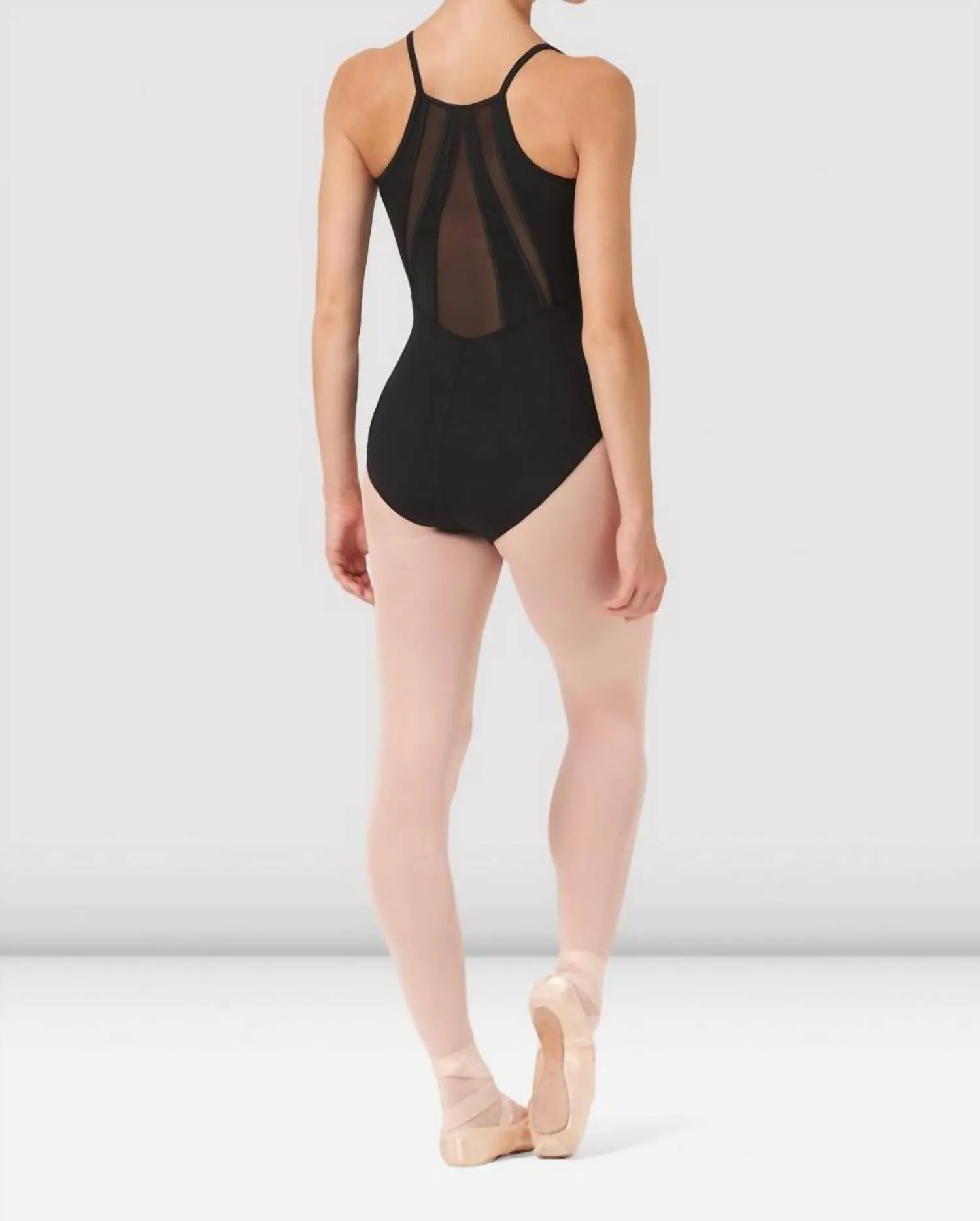 Jubilee Mesh-Back Cami-Leotard in Schwarz