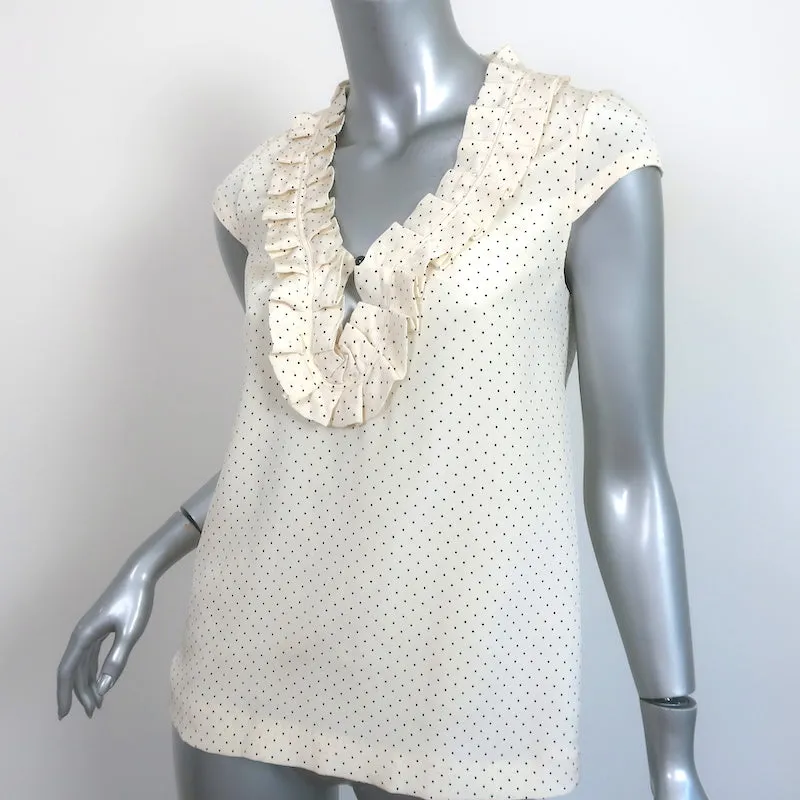 Kate Spade Rüschen-Punkt-Top Elfenbein Größe Extra Small Bluse mit kurzen Ärmeln NEU