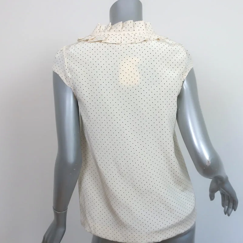 Kate Spade Rüschen-Punkt-Top Elfenbein Größe Extra Small Bluse mit kurzen Ärmeln NEU