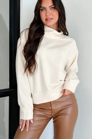 Keep Your Promise Funnel Neck Sweatshirt Top (Creme)