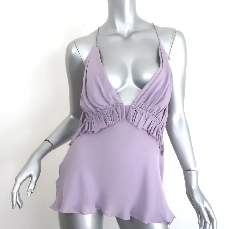 KHAITE Vita Trägerloser Top Lavender Rüschenseide Größe L NEU