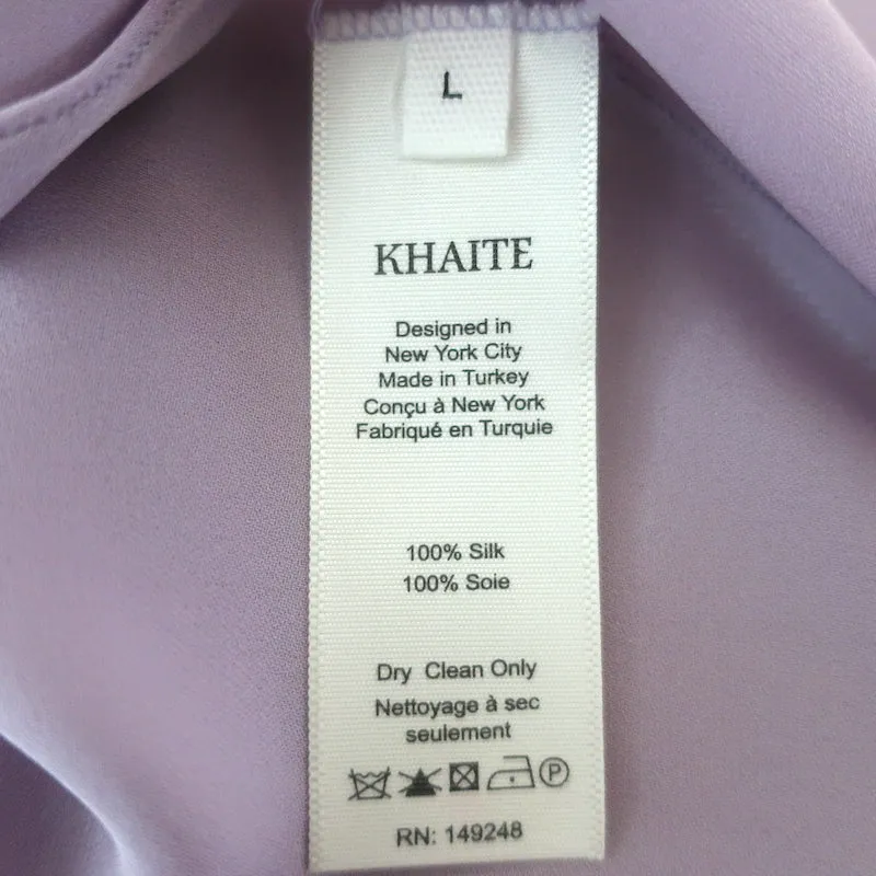 KHAITE Vita Trägerloser Top Lavender Rüschenseide Größe L NEU