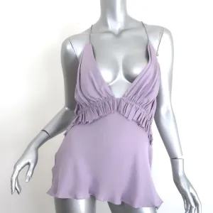 KHAITE Vita Trägerloser Top Lavender Rüschenseide Größe L NEU