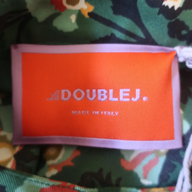 La DoubleJ Foulard Hemd Grün Bedruckte Seide Twill Größe Small Oversize Bluse