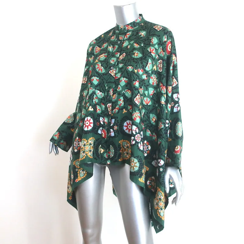 La DoubleJ Foulard Hemd Grün Bedruckte Seide Twill Größe Small Oversize Bluse