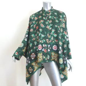 La DoubleJ Foulard Hemd Grün Bedruckte Seide Twill Größe Small Oversize Bluse