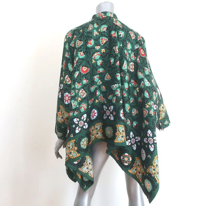 La DoubleJ Foulard Hemd Grün Bedruckte Seide Twill Größe Small Oversize Bluse