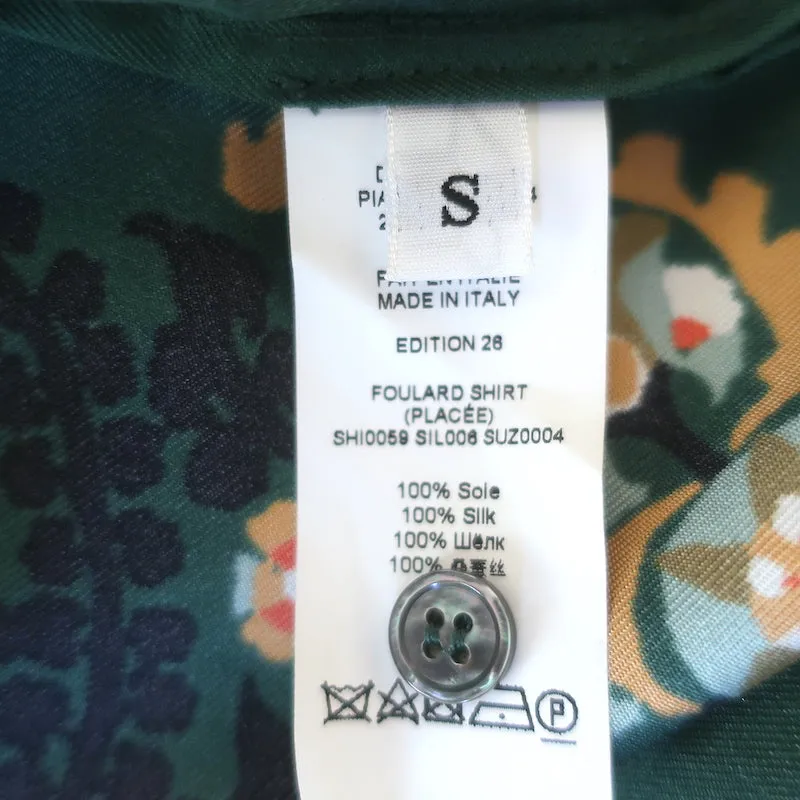 La DoubleJ Foulard Hemd Grün Bedruckte Seide Twill Größe Small Oversize Bluse