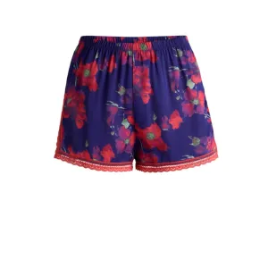 Satin-Pyjama-Shorts mit Spitzenbesatz