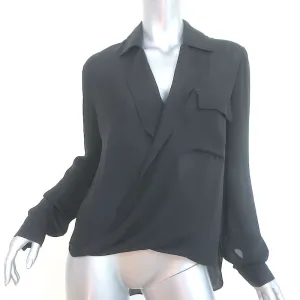 L'Agence Black Silk Größe Extra Small Langarm Top