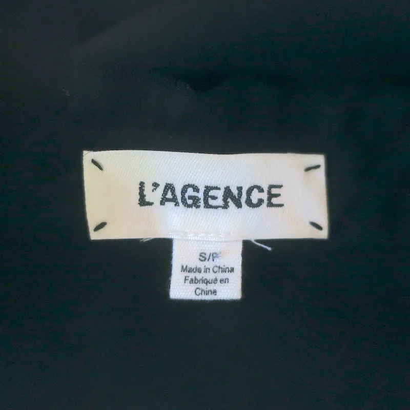 L'Agence Rüschenbluse Schwarz Seide Größe S Ärmelloses Knopfleistentop