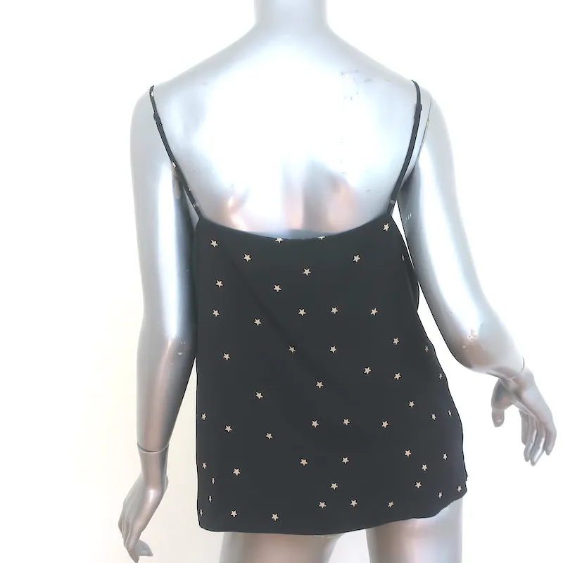 L'Agence Jane Star Print Camisole Schwarz Gewaschene Seide Größe Mittel V-Ausschnitt Tanktop