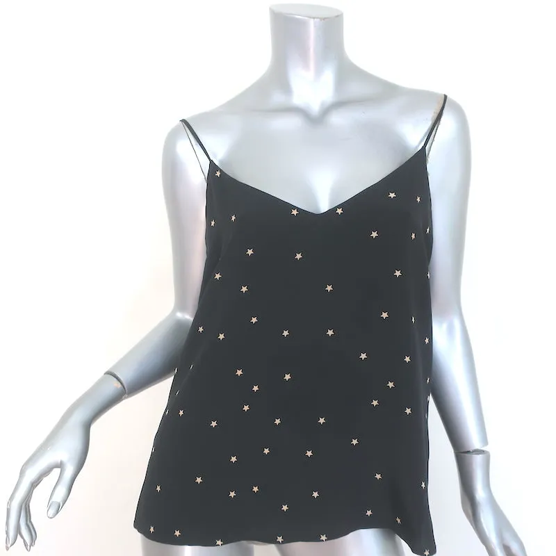 L'Agence Jane Star Print Camisole Schwarz Gewaschene Seide Größe Mittel V-Ausschnitt Tanktop