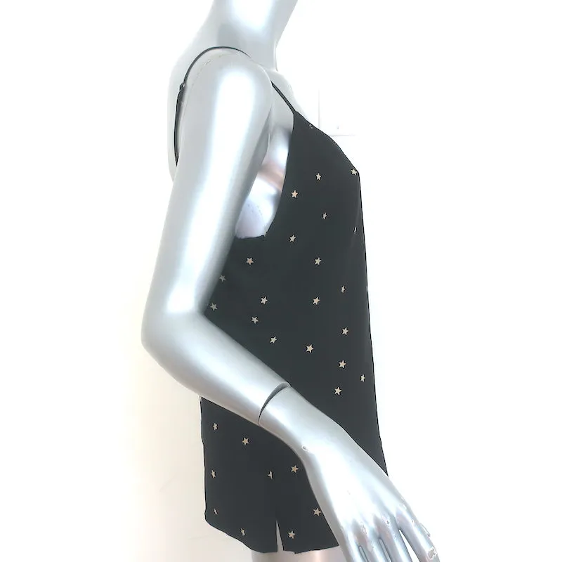L'Agence Jane Star Print Camisole Schwarz Gewaschene Seide Größe Mittel V-Ausschnitt Tanktop
