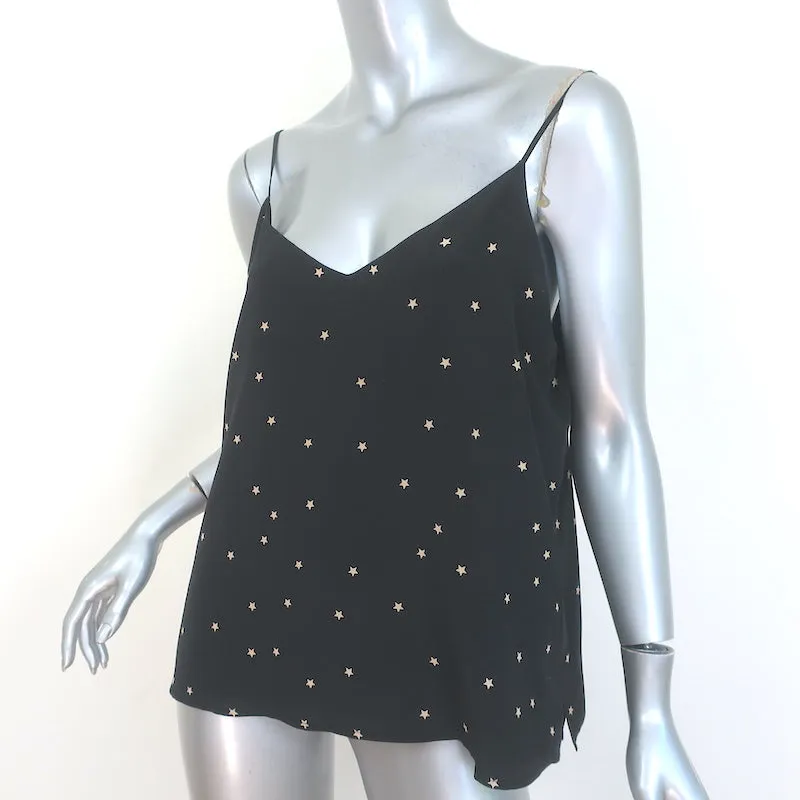 L'Agence Jane Star Print Camisole Schwarz Gewaschene Seide Größe Mittel V-Ausschnitt Tanktop