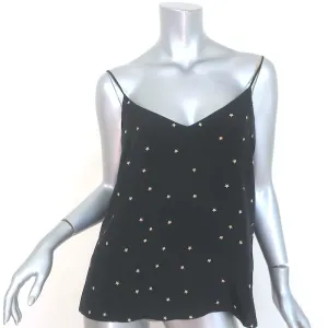 L'Agence Jane Star Print Camisole Schwarz Gewaschene Seide Größe Mittel V-Ausschnitt Tanktop