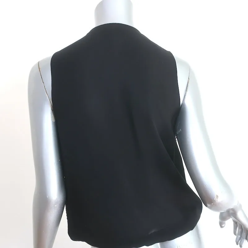 L'Agence Rhinestone-verziertes drapiertes Top Schwarz Seide Größe Extra Small