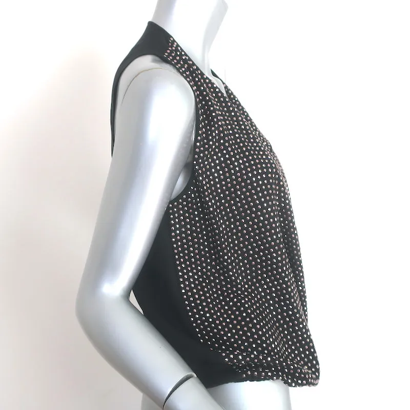 L'Agence Rhinestone-verziertes drapiertes Top Schwarz Seide Größe Extra Small