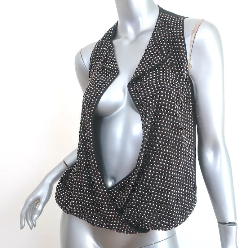 L'Agence Rhinestone-verziertes drapiertes Top Schwarz Seide Größe Extra Small