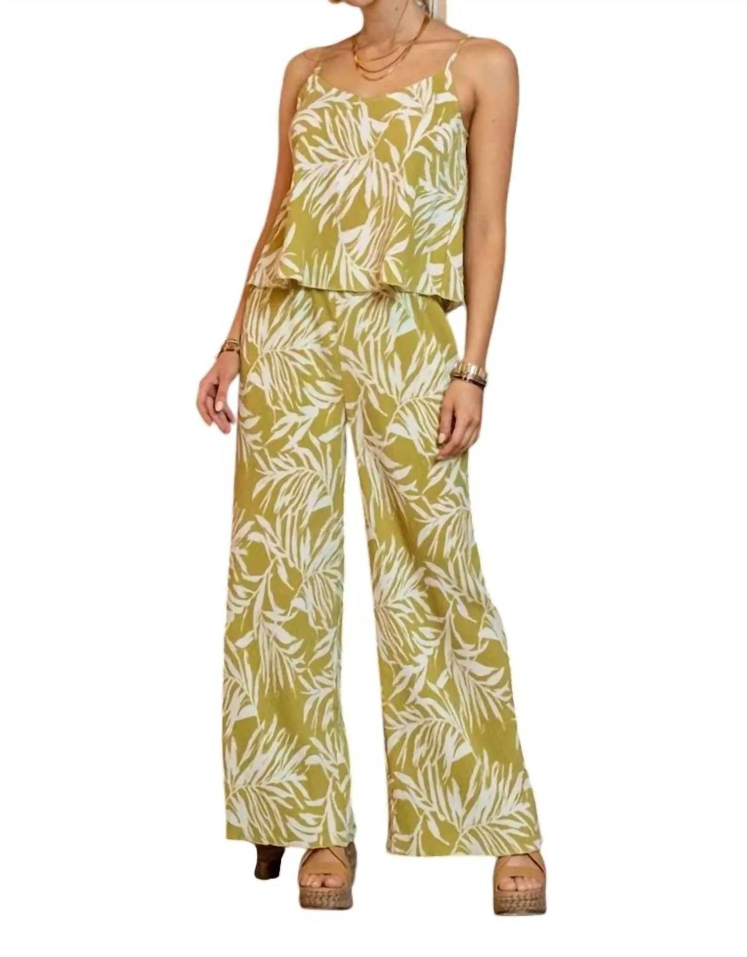 Blattmuster-Dresshose in Kiwi