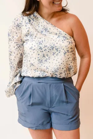 Lenore Bodysuit In Blauem Blumenmuster