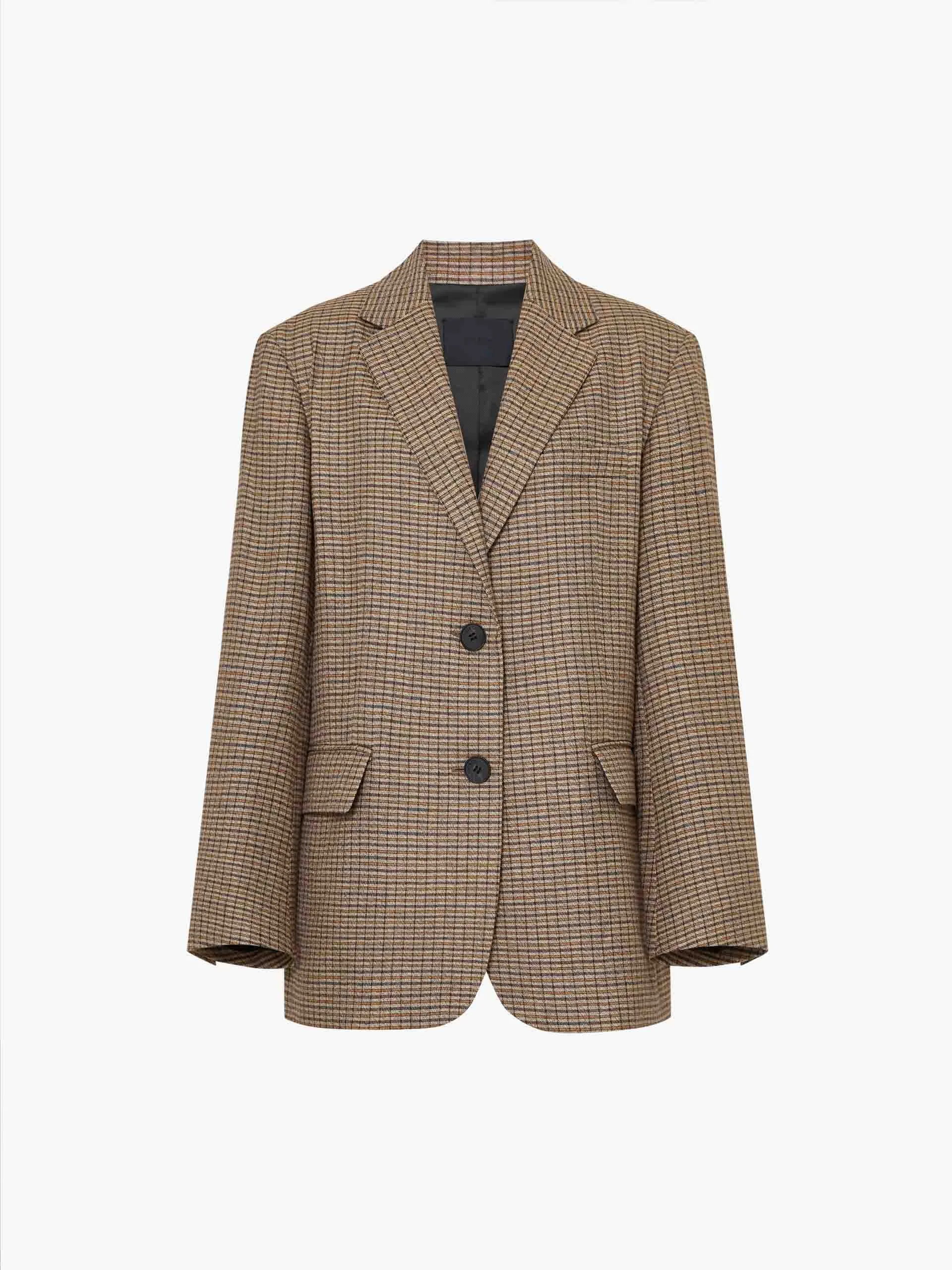 Leinen-Mix Karo-Blazer