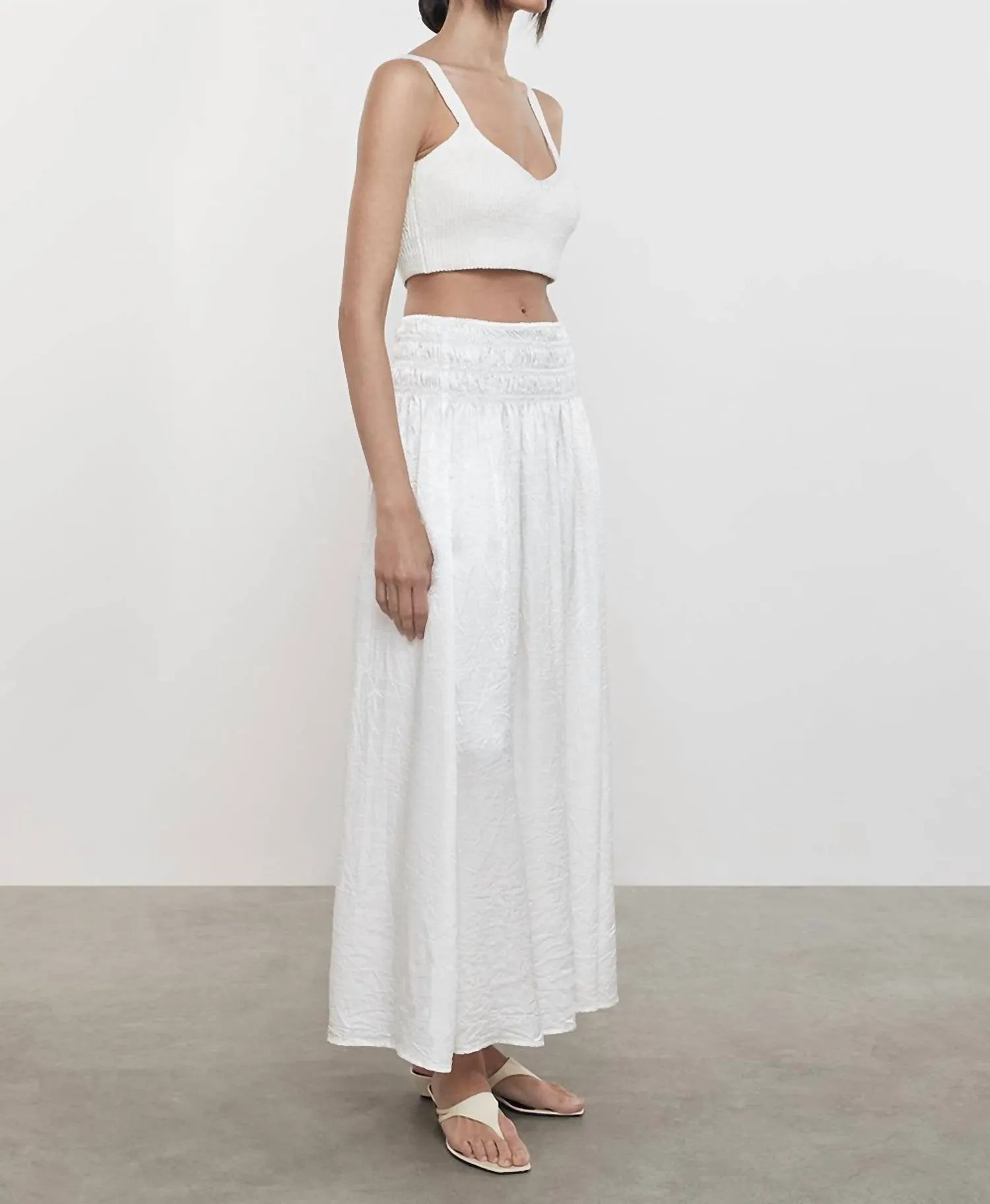 Leinen Strick-Bralette in Weiß