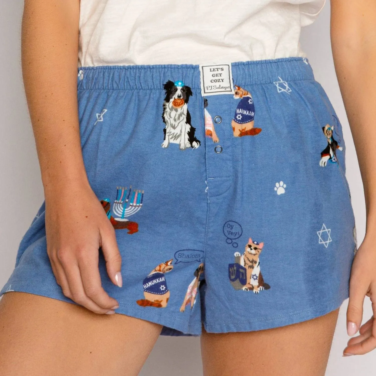 Liebe Dich Ein Latke Flannel Pyjama Kurz In Blau