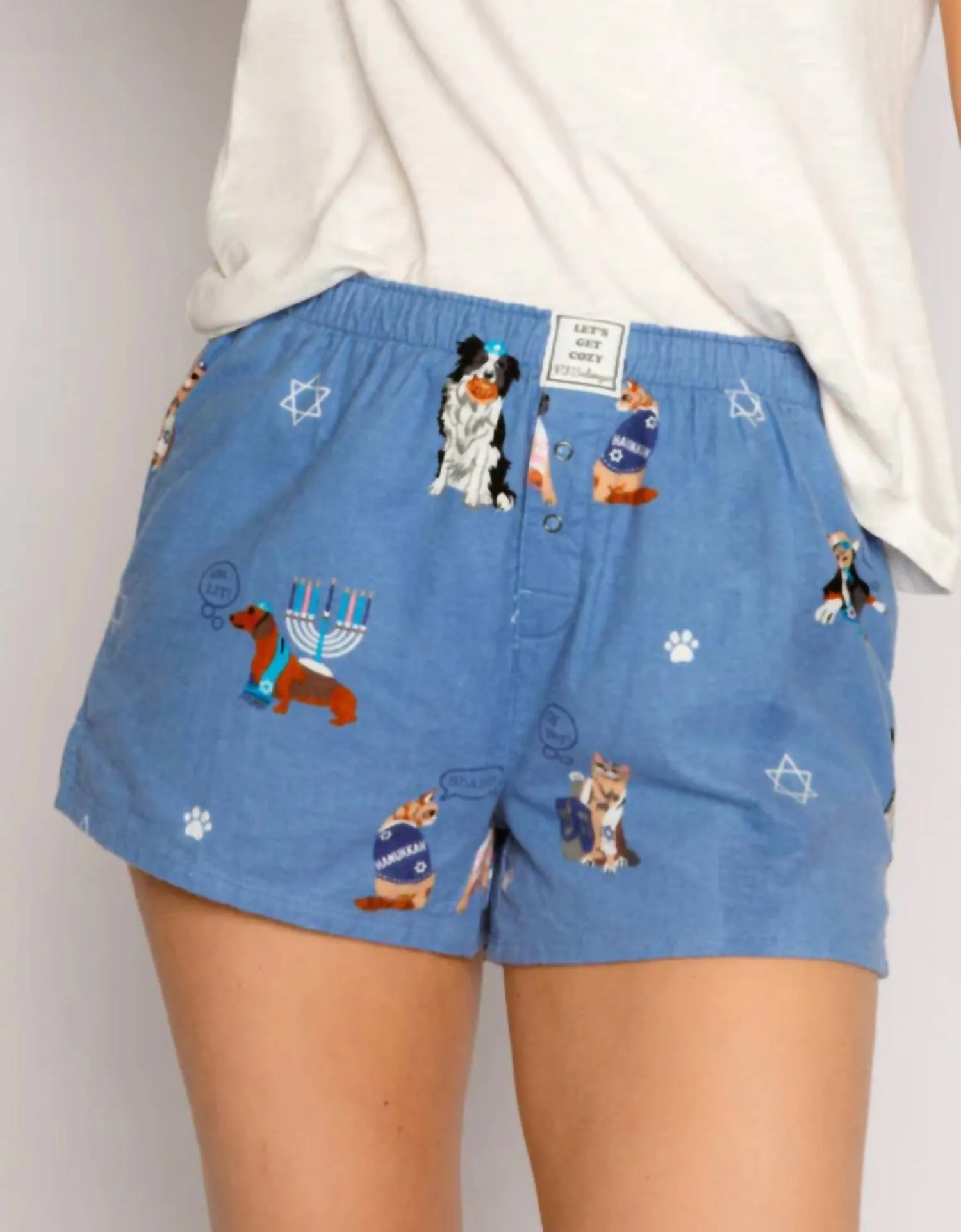 Liebe Dich Ein Latke Flannel Pyjama Kurz In Blau