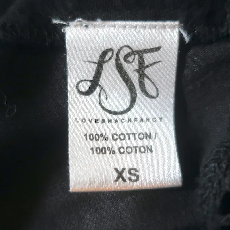 LoveShackFancy Rüschen-Top mit offenem Rücken Schwarz Bestickte Baumwolle Größe Extra Small
