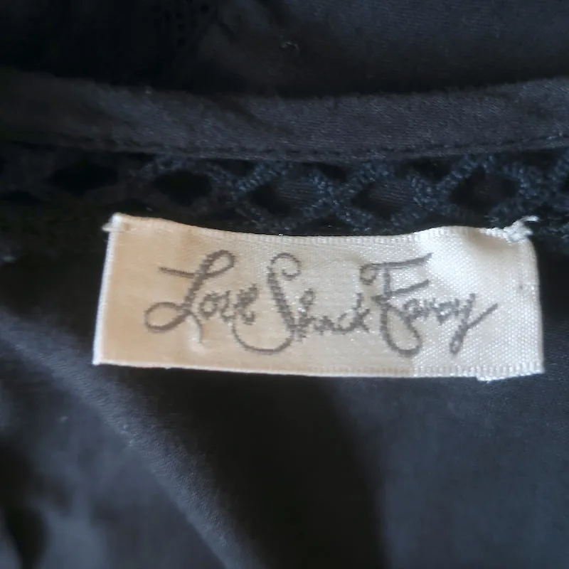 LoveShackFancy Rüschen-Top mit offenem Rücken Schwarz Bestickte Baumwolle Größe Extra Small