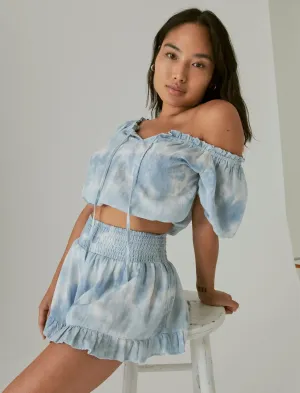 Lucky Brand Cropped Matchback Top Blue Tie Dye Lucky Brand