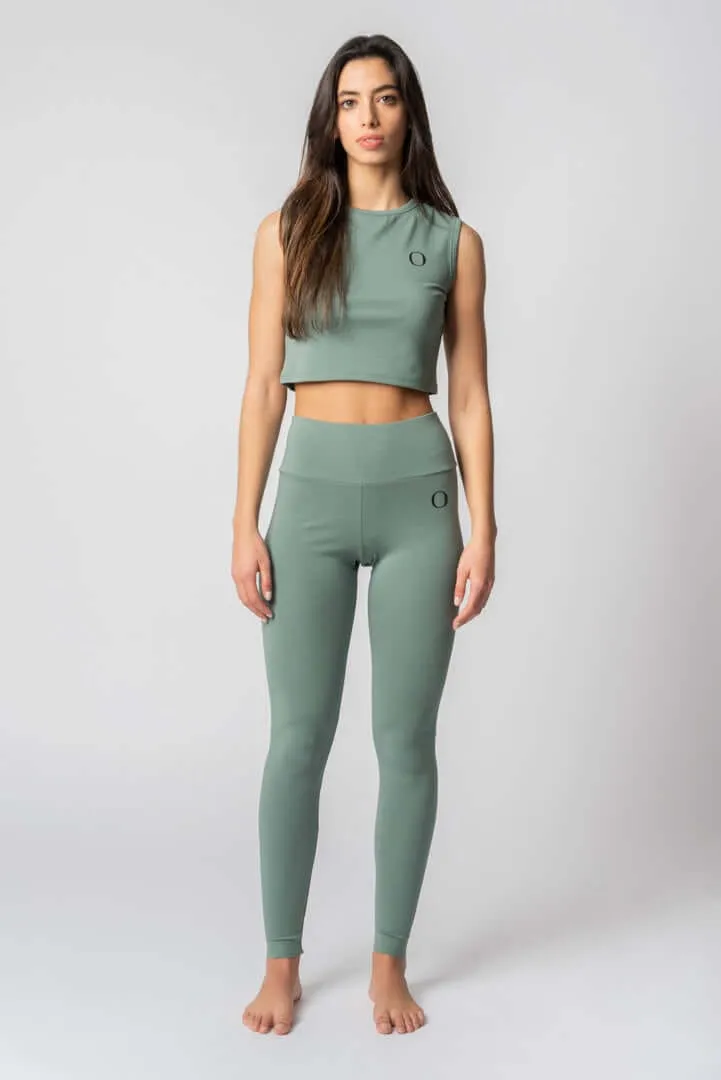 Lyocell Ärmelloses Crop Top | Rosmarin Grün