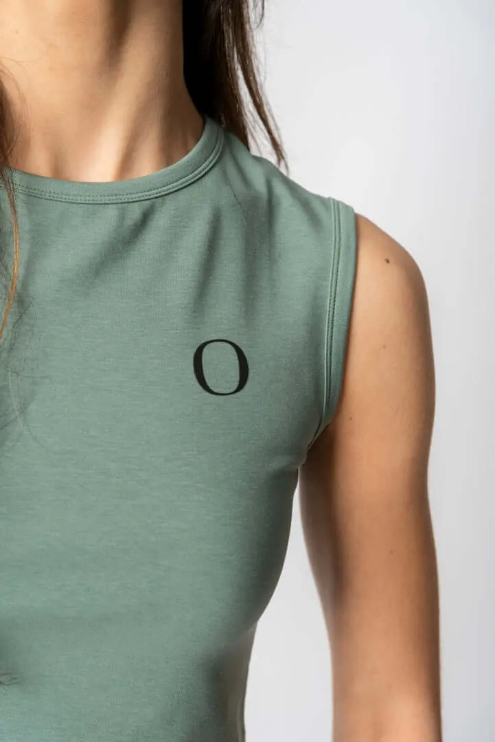 Lyocell Ärmelloses Crop Top | Rosmarin Grün