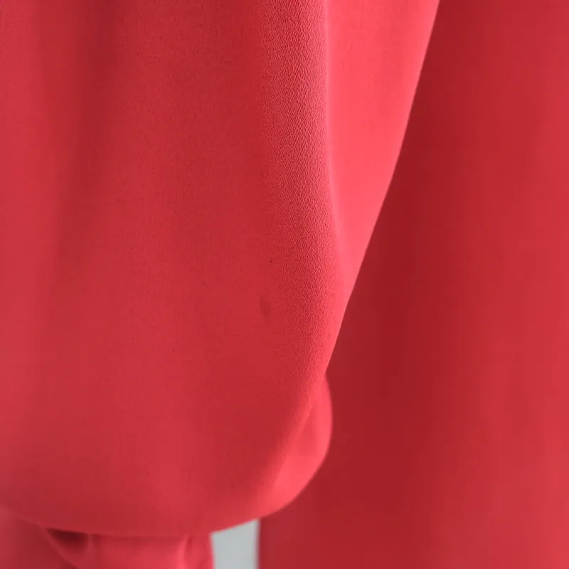 Magda Butrym Camas Wickelbluse Rot Seide Größe US 6 Top mit drapierten Ärmeln