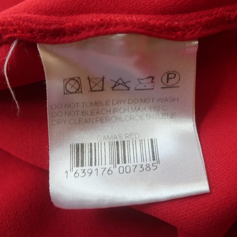 Magda Butrym Camas Wickelbluse Rot Seide Größe US 6 Top mit drapierten Ärmeln