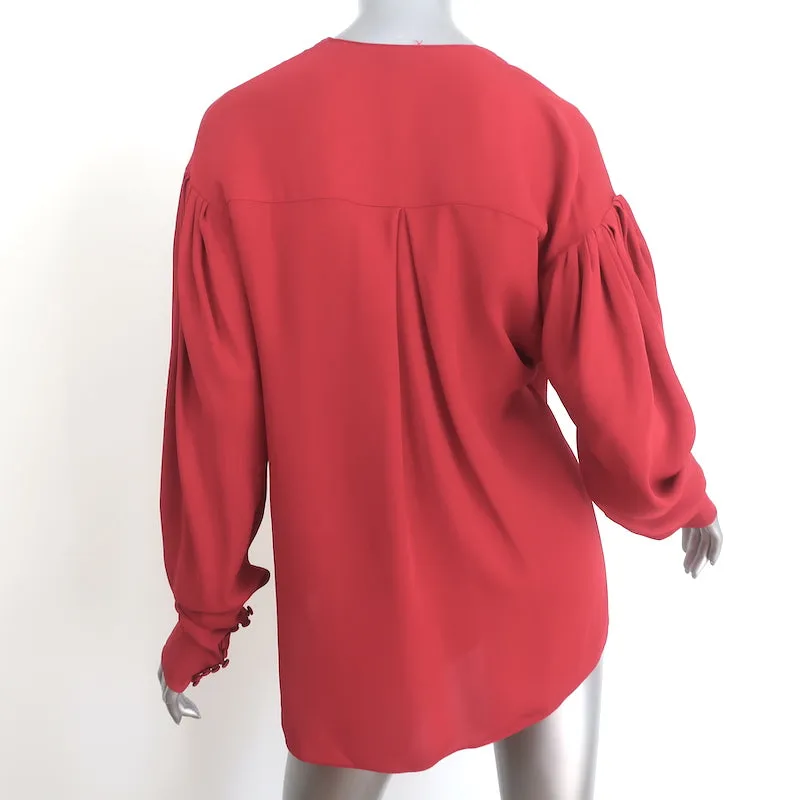 Magda Butrym Camas Wickelbluse Rot Seide Größe US 6 Top mit drapierten Ärmeln