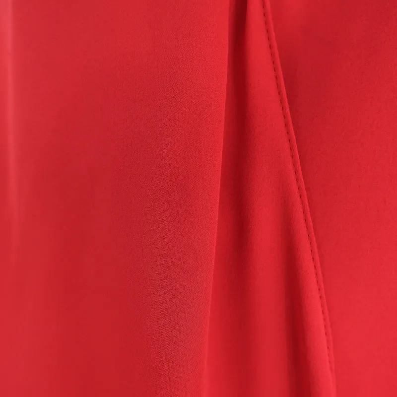 Magda Butrym Camas Wickelbluse Rot Seide Größe US 6 Top mit drapierten Ärmeln