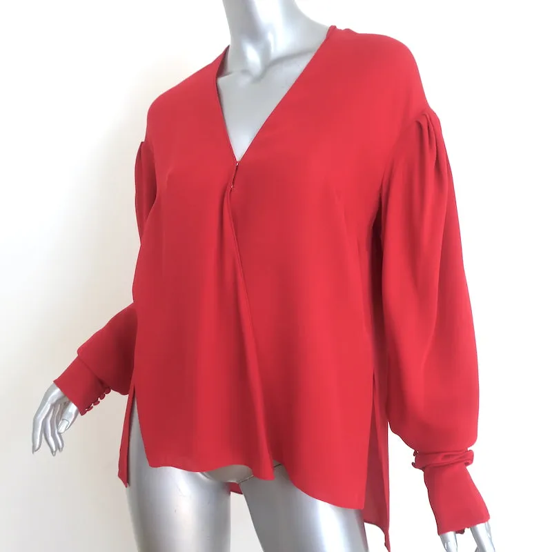 Magda Butrym Camas Wickelbluse Rot Seide Größe US 6 Top mit drapierten Ärmeln