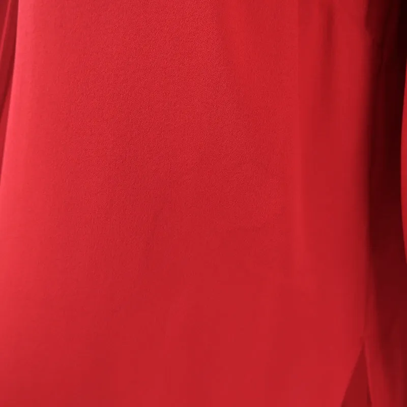 Magda Butrym Camas Wickelbluse Rot Seide Größe US 6 Top mit drapierten Ärmeln