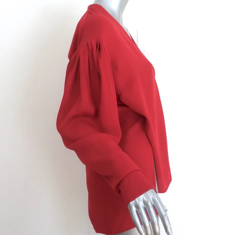 Magda Butrym Camas Wickelbluse Rot Seide Größe US 6 Top mit drapierten Ärmeln