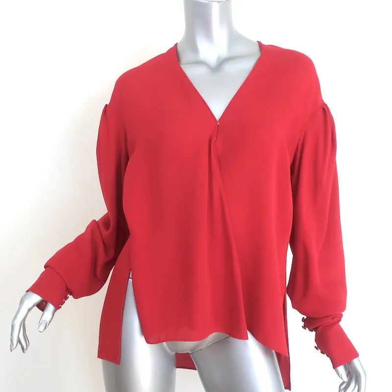 Magda Butrym Camas Wickelbluse Rot Seide Größe US 6 Top mit drapierten Ärmeln